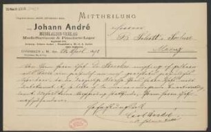 Brief an B. Schott's Söhne : 26.04.1892