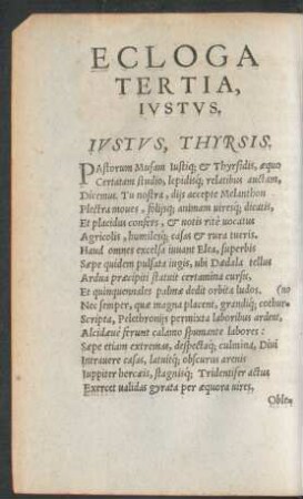 Ecloga Tertia, Iustus.