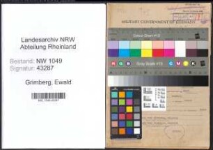 Entnazifizierung Ewald Grimberg , geb. 12.12.1894 (Landwirt)