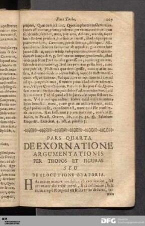 Pars Quarta. De Exornatione Argumentationis Per Tropos Et Figuras Seu De Elocutione Oratoria.