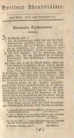36tes Blatt. Den 10ten November 1810.