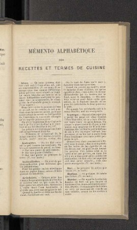 Mémento alphabétique des recettes et termes de cuisine