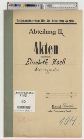 Koch, Elisabeth, geb. 30.12.1895, Stenotypistin