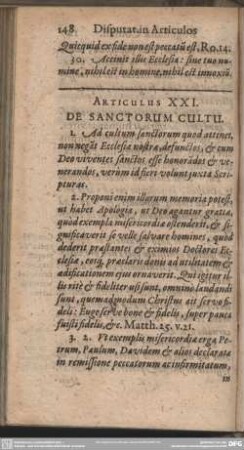 Articulus XXI. De Sanctorum Cultu