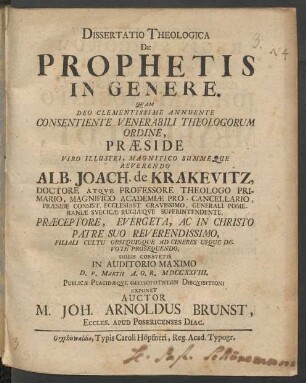 Dissertatio Theologica De Prophetis In Genere