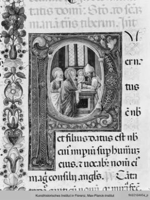 Missale Romanum : Historisierte Initiale P: Beschneidung
