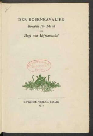 Der Rosenkavalier : Komödie für Musik