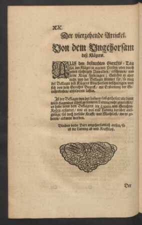 Der vierzehende Artickel. Von dem Ungehorsam deß Klägers.