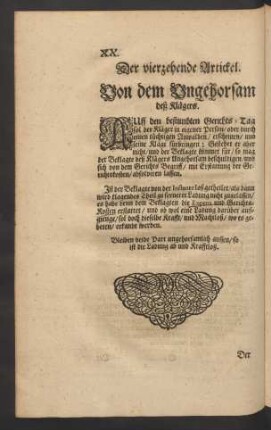 Der vierzehende Artickel. Von dem Ungehorsam deß Klägers.