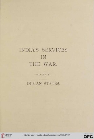 Volume 2: India's services in the war: The Indian states