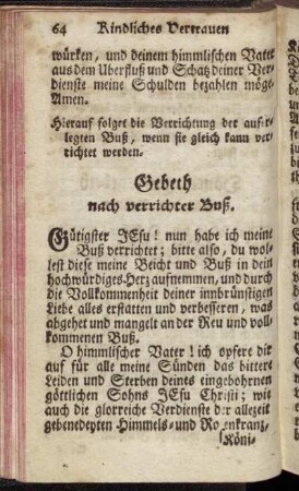 Gebeth nach verrichter Buß.