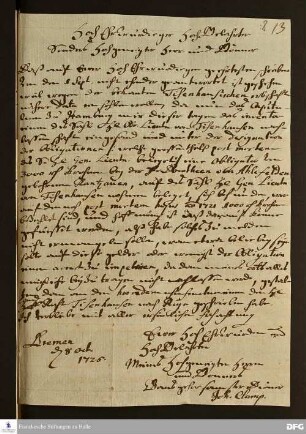 Brief von Johann Clamp an August Hermann Francke.