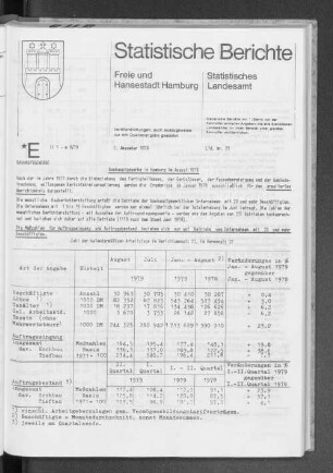 Bauhauptgewerbe in Hamburg im August 1979 : Lfd. Nr. 21