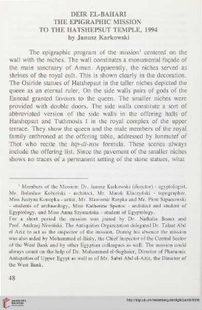 6: Deir el-Bahari: the epigraphic mission to the Hatshepsut temple, 1994
