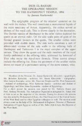 6: Deir el-Bahari: the epigraphic mission to the Hatshepsut temple, 1994