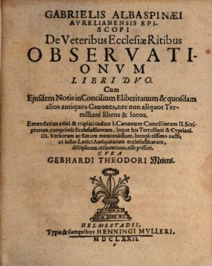 De veteribus ecclesiasticae ritibus observationes : libri duo