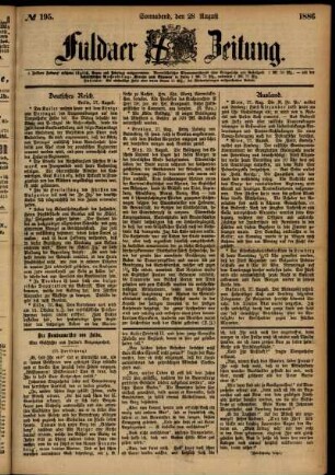 Ausgabe vom Samstag, den 28. August 1886.