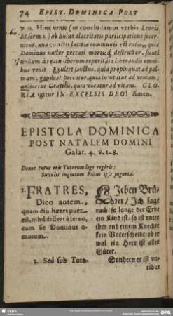 Epistola Dominica Post Natalem Domini Galat. 4. v. 1-8
