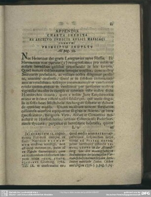 Appendix Charta Inedita Ex Archivo Iudicii Aulici Hassiaci Communi Principum Indultu Ad pag. 38