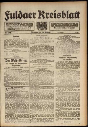 Ausgabe vom Dienstag, den 29. August 1916.