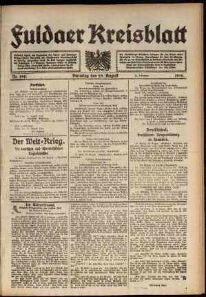 Ausgabe vom Dienstag, den 29. August 1916.