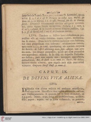 Caput IX. De defens. vitae alienae.