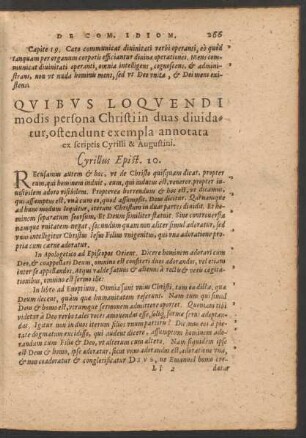 Quibus Loquendi modis persona Christi in duas dividatur, ostendunt exempla annotata ex scriptis Cyrilli & Augustini.