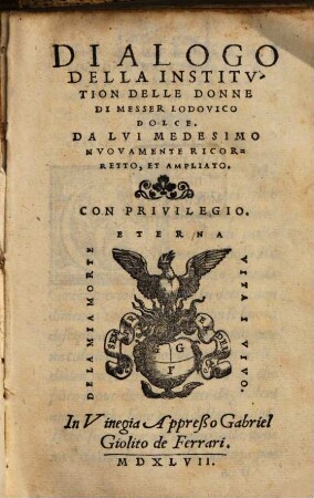 Dialogo della Institutione delle Donne