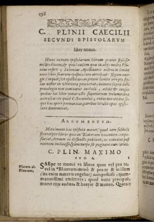 C. Plinii Caecilii Secundi Epistolarum liber nonus