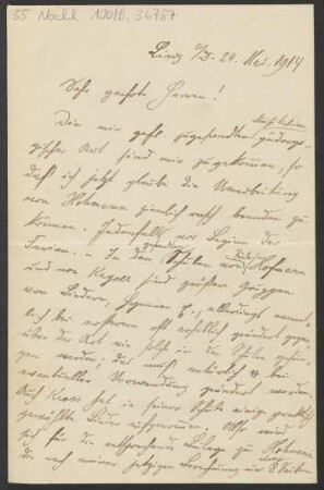 Brief an B. Schott's Söhne : 24.05.1914
