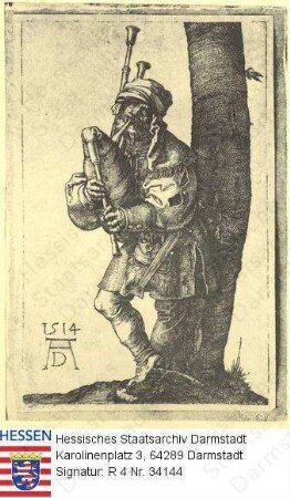 Dürer, Albrecht (1471-1538) / Stich 'Der Sackpfeifer'