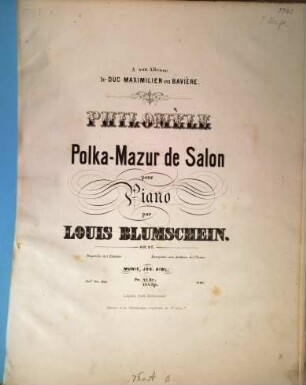 Philomèle : polka-mazurka de salon pour piano ; op. 27