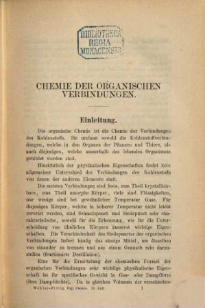 Grundriss der Chemie, 2. Wöhler's Grundriss der organischen Chemie