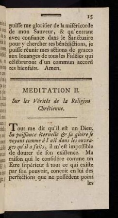 15-27, Meditation II. Sur les Vérités de la Religion Chrêtienne.