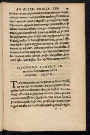 Quomodo Ventris In curatione hac, rationem habere conveniat. Cap. XXI.