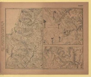 XXXIV. Fig 1. Die Gegend von Brilon im Sauerland. 1 : 100 000. Fig. 2. Das Moseltal im Rheinischen Schiefergebirge. 1 : 200 000. Fig. 3. Das Küstengebirge der italienischen Riviera. 1 : 100 000