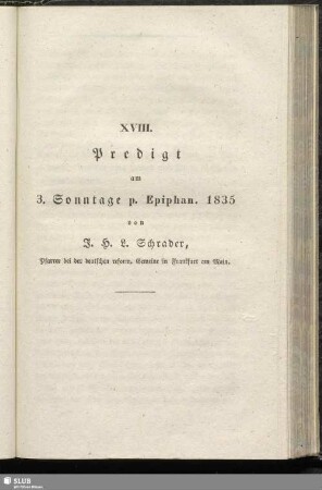 XVIII. Predigt am 3. Sonntage p. Epiphan. 1835