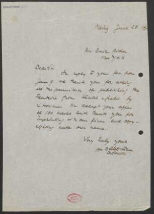 Brief an Emil Ascher an Emil Ascher : 28.06.1910