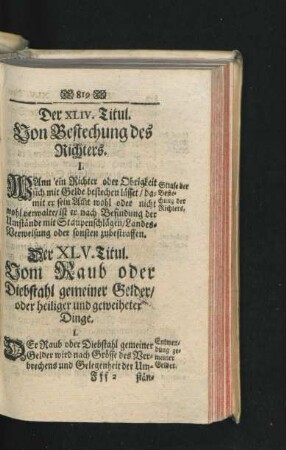 Der XLIV. Titul. Von Bestechung des Richters.