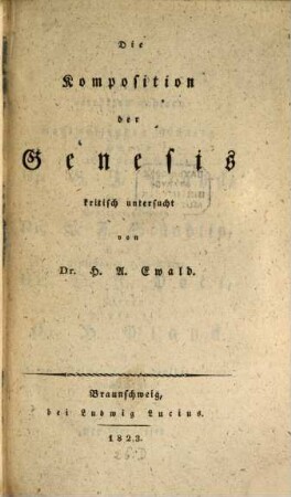 Die Composition der Genesis