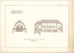Dolmetsch, Heinrich; Stuttgart; Markuskirche - Projekt II (Querschnitt, Längsschnitt)