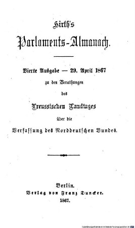 Hirth's Parlaments-Almanach, Ausg. 4, 29. April 1867