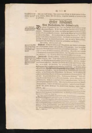 Erster Abschnitt. Von Beobachtung der Ordensregeln