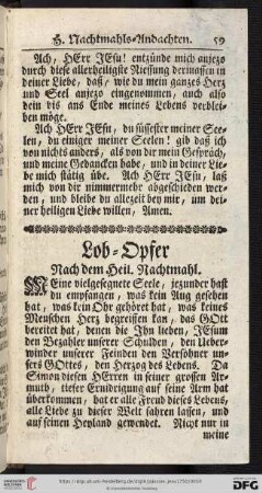 Lob = Opfer nach dem Heil. Nachtmahl