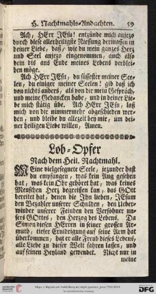 Lob = Opfer nach dem Heil. Nachtmahl