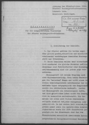 Neuhengstett-Ottenbronn: Pfarrbericht 1936