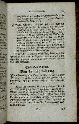 Siebendes Capitel. Von der Formirung.