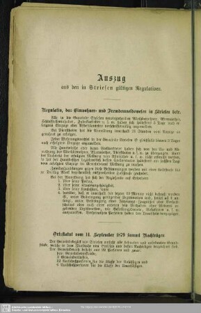 Auszug aus den in Striesen gültigen Regulativen