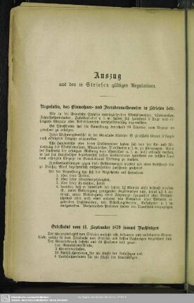 Auszug aus den in Striesen gültigen Regulativen