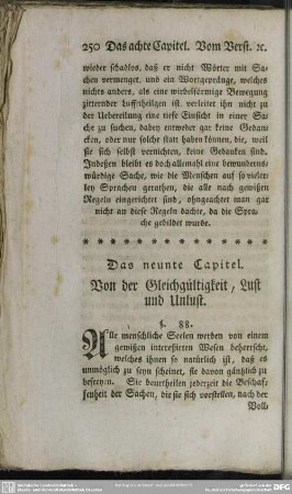 Das neunte Capitel. Von der Gleichgültigkeit, Lust und Unlust
